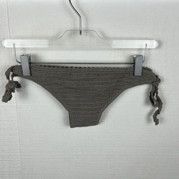 Chan Luu Bikini Bottoms S Womens New Gray Green Crochet Paloma String Mini - Picture 4 of 6